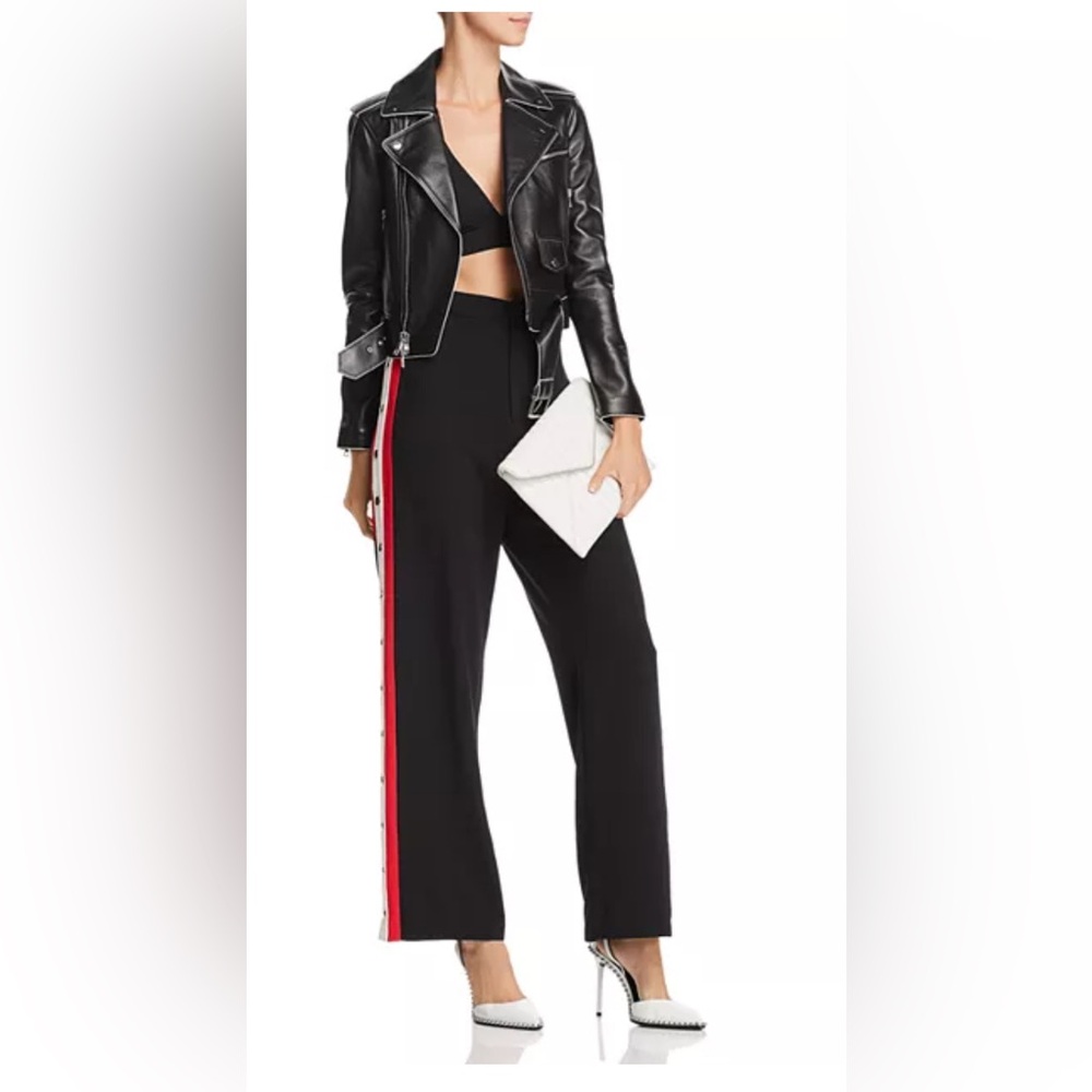 Bardot Black Pants with Red and White Stripes